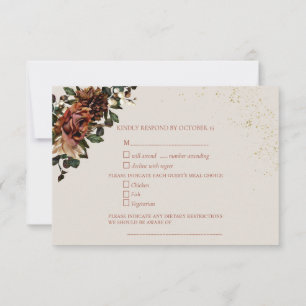 Boho Terracotta Botanical Floral Gold RSVP