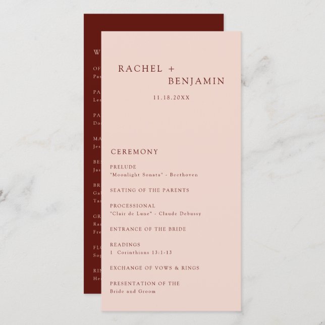 Boho Terracotta - Cerimônia de Casamento Mínimo Mo (Frente/Verso)