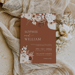 Boho Terracotta Convite Floral Para Casamento