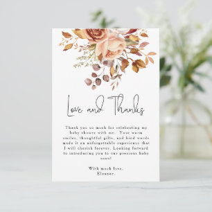 Boho Terracotta Floral Baby Shower Agradecimento