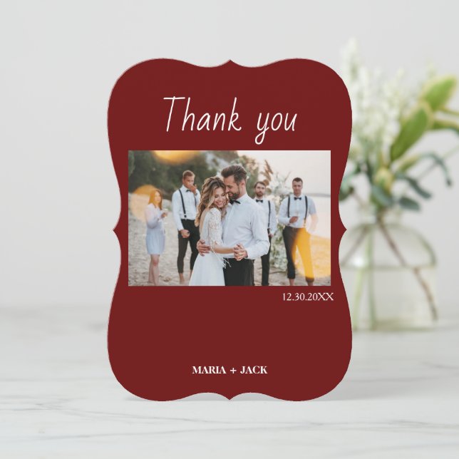 Boho Terracotta Foto Casamento Obrigado Cartões (Em pé/Frente)