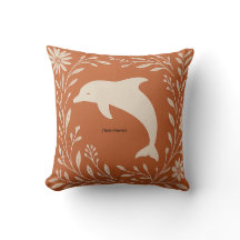 Boho Terracotta Golfinho Almofada | Adicionar Text