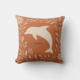 Boho Terracotta Golfinho Almofada | Adicionar Text