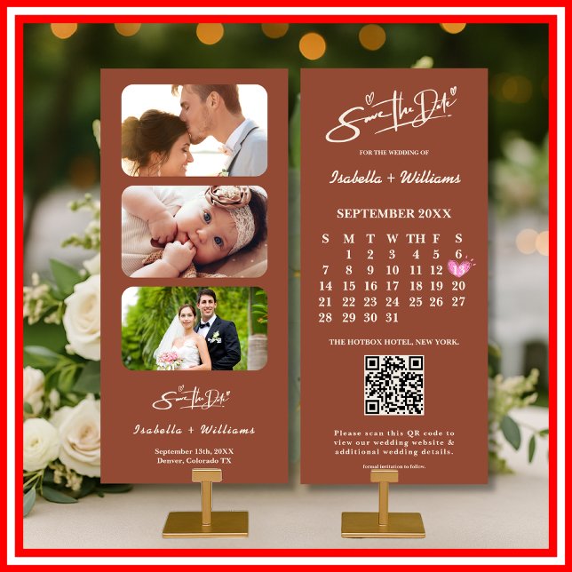 Boho Terracotta Laranja Queimado Casamento Salvar  (Criador carregado)