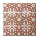 Boho Terracotta - Padrão Floral<br><div class="desc">Boho terracotta e padrão floral branco para os seus projetos do DIY. Use como uma porta copos decorativa de azulejo,  ou como uma praça traseira da cozinha,  uma lixeira do banheiro ou uma lareira. Seja criativo! 2 tamanhos disponíveis.</div>