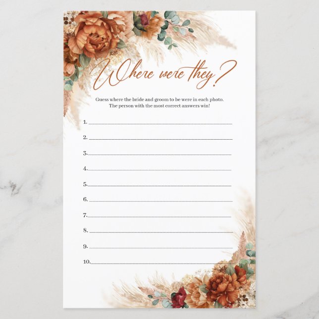 Boho Terracotta pampas burgundy Onde Estavam (Frente)