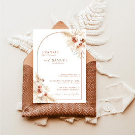 Boho Terracotta Pampas Convite Para Casamento De G