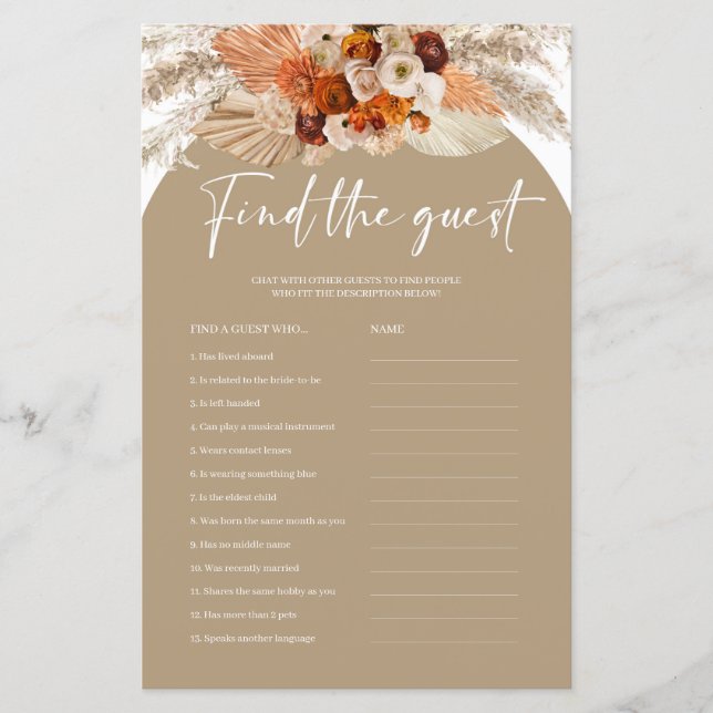 Boho terracotta pampas de cobre encontram o jogo d (Frente)