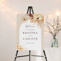 Boho Terracotta Pampas Grass Weding Bem-vindo