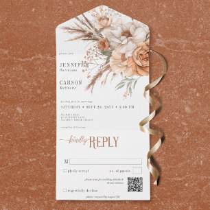 Boho Terracotta Peach & Cream Floral White Código