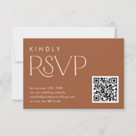 Boho Terracotta QR Code RSVP Wedcard