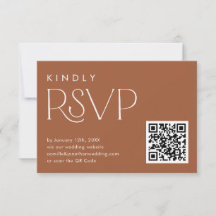 Boho Terracotta QR Code RSVP Wedcard