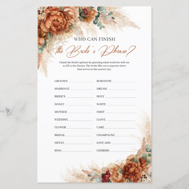 Boho Terracotta que pode terminar a frase da noiva (Frente)