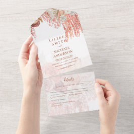 Boho Terracotta Rosa Pampas Grass Casamento Floral