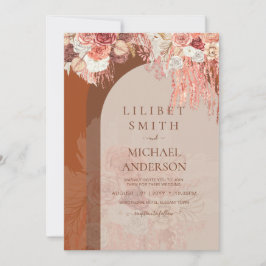 Boho Terracotta Rosa Pampas Grass Casamento Floral