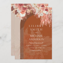 Boho Terracotta Rosa Pampas Grass Casamento Floral