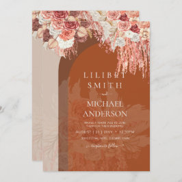 Boho Terracotta Rosa Pampas Grass Casamento Floral