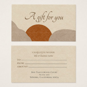 Boho Terracotta Sand Sun Abstrato Gift Certificate