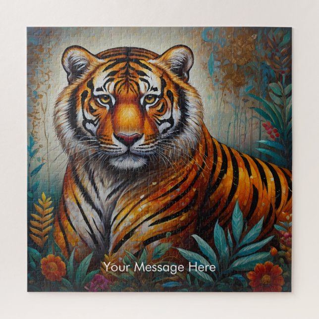 Boho Tiger Quebra-cabeça - Arte Selvagem Vibrante (Vertical)