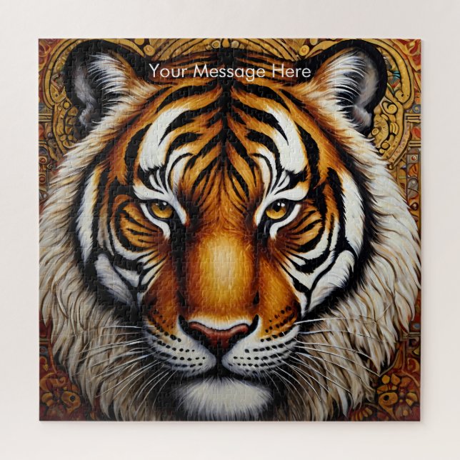 Boho Tiger Quebra-cabeça - Arte Selvagem Vibrante (Vertical)