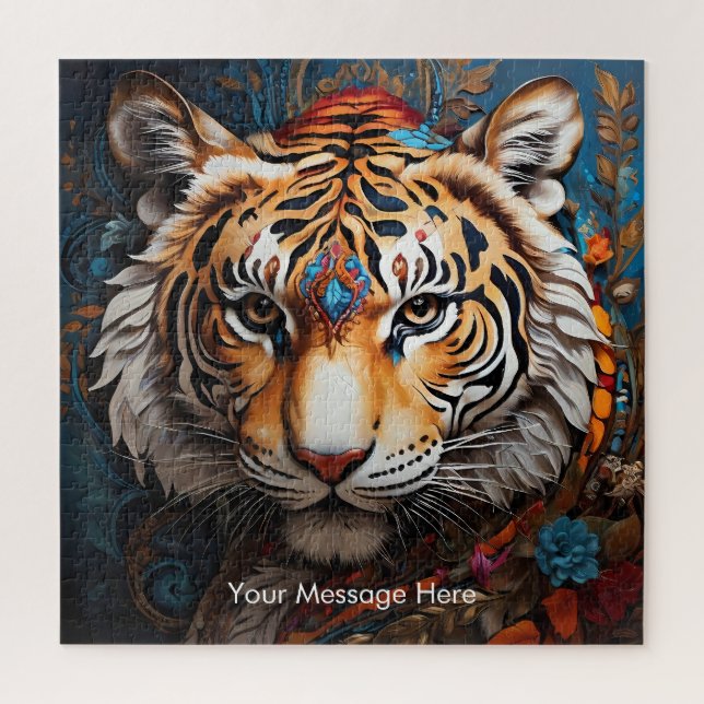 Boho Tiger Quebra-cabeça - Arte Selvagem Vibrante (Vertical)