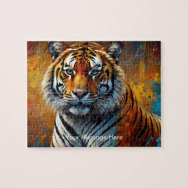 Boho Tiger Quebra-cabeça - Arte Selvagem Vibrante (Horizontal)