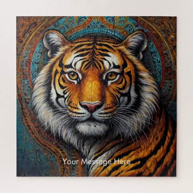 Boho Tiger Quebra-cabeça - Arte Selvagem Vibrante (Vertical)