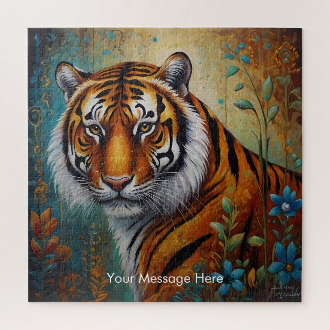 Boho Tiger Quebra-cabeça - Arte Selvagem Vibrante (Vertical)