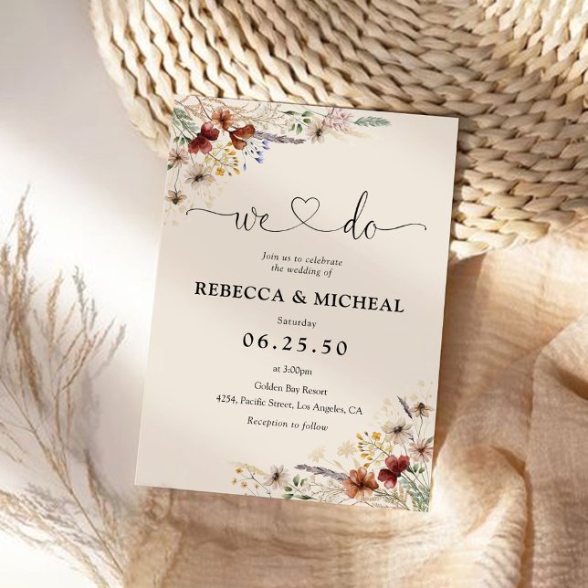 Boho Tiny Wildflower Ceremony Convite (Criador carregado)