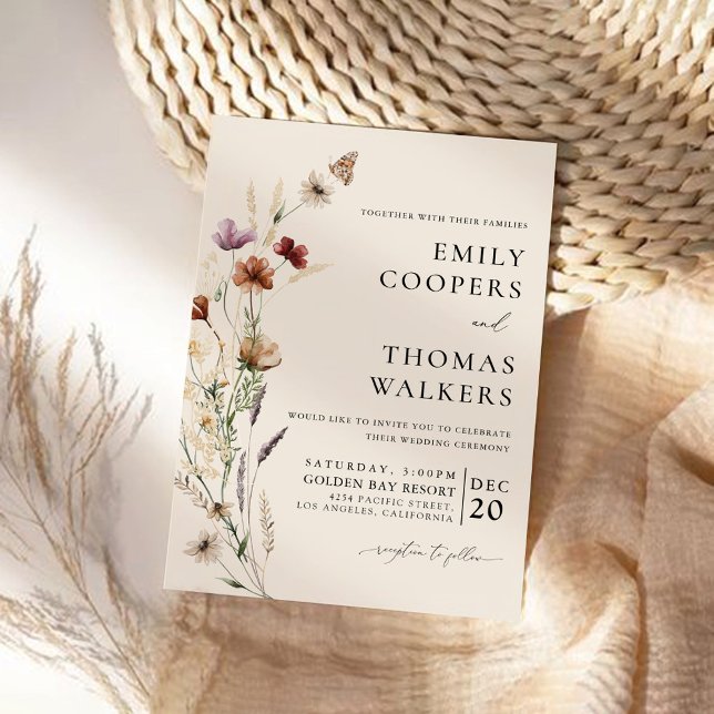 Boho Tiny Wildflower Ceremony Convite (Criador carregado)