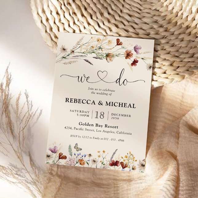 Boho Tiny Wildflower Ceremony Convite (Criador carregado)