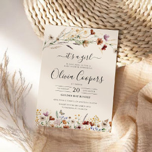 Boho Tiny Wildflower Chá de fraldas Convite