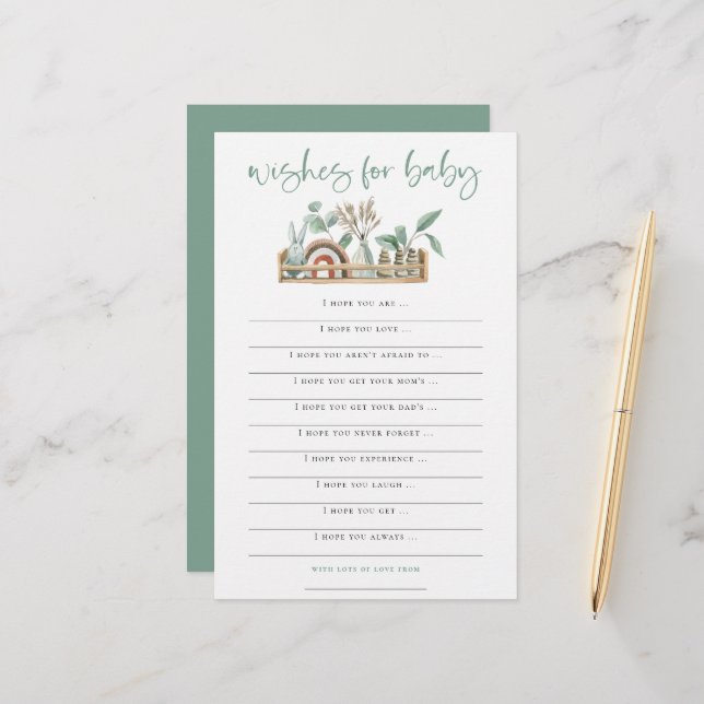 Boho Toys Sage deseja jogos de Chá de fraldas (Frente/Verso In Situ)