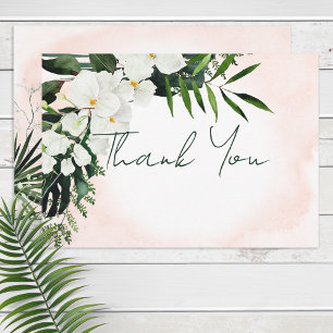 Boho Tropical Blush Watercolor Cartões de agradeci