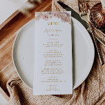 Boho Tropical Botânica | Menu Janto Casamento<br><div class="desc">Este boho botânico tropical | o menu janto de casamento é perfeito para o seu elegante casamento floral rústico, verde, pêssego, rosa dourado. Design apresenta um quadro de ouro ou buquê com a relva pampas rosa-pincel moderna, simples sábio, marfim, folha de palma de champanhe e verde clássico de praia. As...</div>