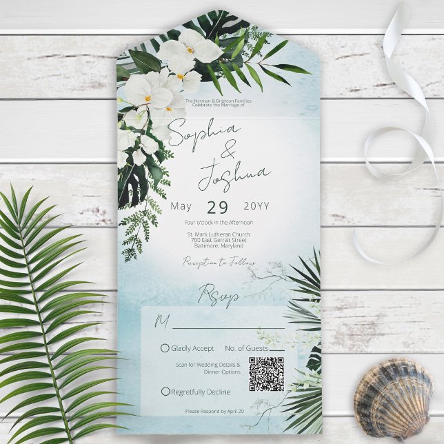 Boho Tropical Greenerescência Moderna Aqua Código  (Criador carregado)