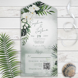 Boho Tropical Greenerescência Moderna Código QR Ve