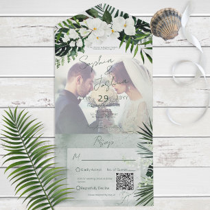 Boho Tropical Greenery Modern Photo Código QR