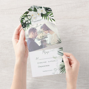 Boho Tropical Greenery Modern White Foto PERSONALI