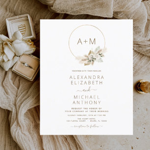 Boho Tropical Pampas Casamento de Grass Monograma