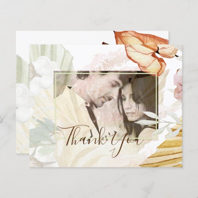 BoHO Tropical Pampas Grass Casamento (Frente/Verso)