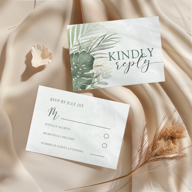 Boho Tropical Watercolor Wedding RSVP (Criador carregado)