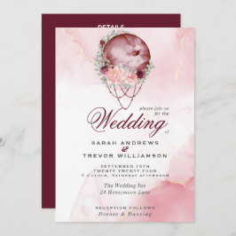 Boho Tudo em Um Casamento Rosa Maroon Moon Convite