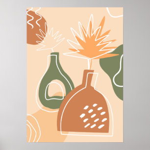 Boho Vases Wall Art Impressão Tropical Leaves Post