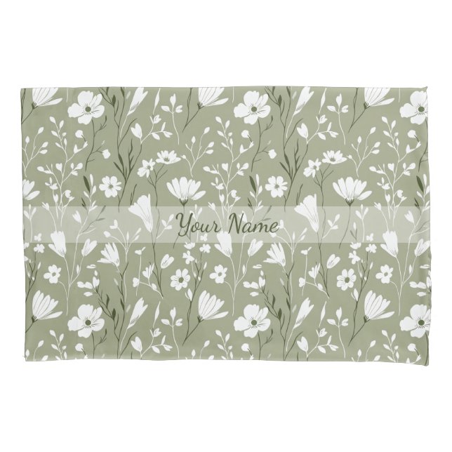 Boho Verde Sage Botânico Floral Personalizado  (Frente)