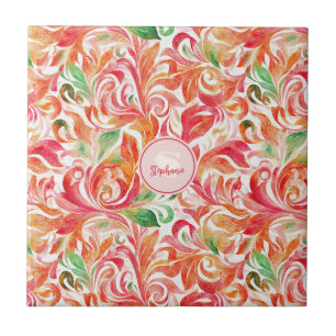 Boho Vermelho Rosa Laranja Verde Paisley Floral