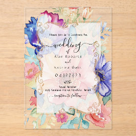 Boho Vibrant  Flowers Flat Invitation Frame