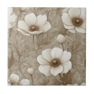 Boho Vintage Anemones Azulejos Para Ênfase Bath