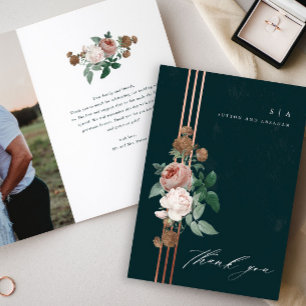Boho vintage cartões de agradecimentos floral de