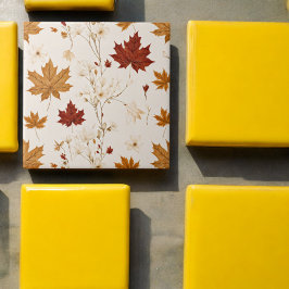 Boho Vintage Maple Deixa Padrão Floral De Inverno